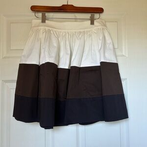 Kate Spade White and Brown A-Line Skirt